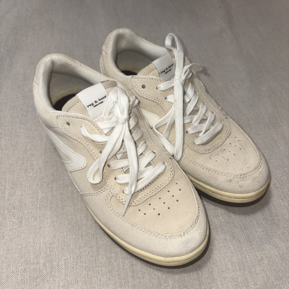 rag & bone Retro Court‎ Sneaker Beige Taupe Women's 37.5 / US 7 Suede Leather